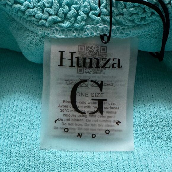 Hunza G One Piece Swimsuit | NWT | One Size | Stretch Crinkle | Turquoise - Picture 7 of 8
